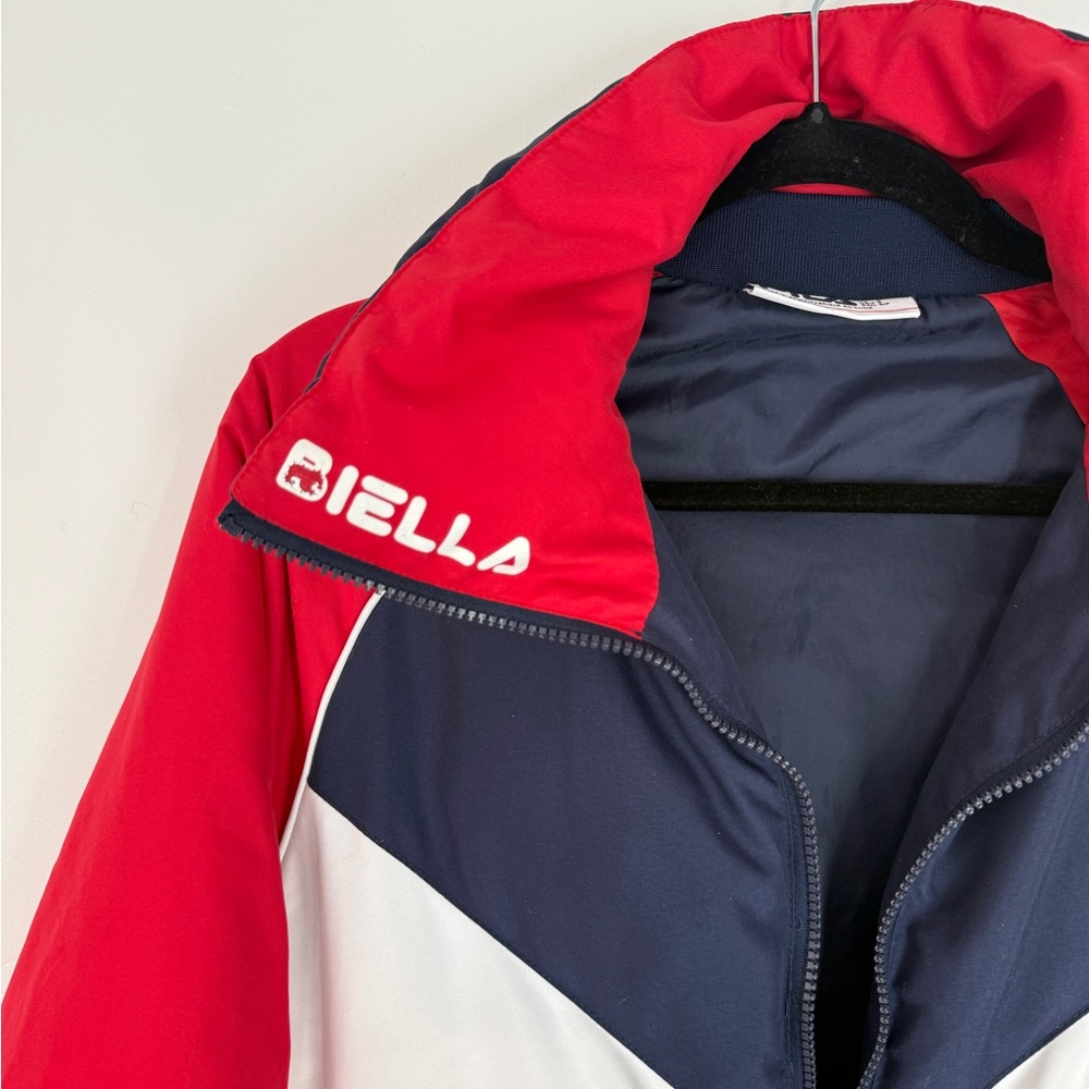 FILA Long Puffer Coat | Colorblock Red Navy White S - Picture 9 of 9